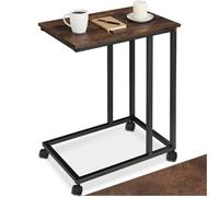 tectake® Table d'appoint à roulettes Canape Fauteuil Lit, 48 x 35 x 70 cm, Bout de canapé, Plateau Petit Dejeuner, Table Ordinateur Portable, Meuble Salon, Meuble Chambre, Table de Chevet, Bois foncé