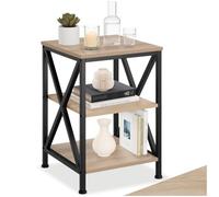 tectake® Table d'appoint Cuisine, Salon, 40,5 x 40,5 x 60,5 cm, Meuble Salon, Bureau, Chambre, 3 Niveaux, Table de Chevet, Bout de canapé Petit Meuble de Rangement Décoration Maison, Bois Clair