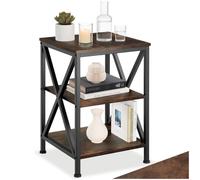 tectake® Table d'appoint Cuisine, Salon, 40,5 x 40,5 x 60,5 cm, Meuble Salon, Bureau, Chambre, 3 Niveaux, Table de Chevet, Bout de canapé Petit Meuble de Rangement Décoration Maison, Bois Foncé