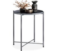 tectake® Table d'appoint Ronde, 45,5 x 45,5 x 53 cm, Petite Table Basse de Salon, Gueridon Plateau Amovible, Meuble Bout de canapé, Meuble d'appoint Canape Décoration Maison, Déco Chambre, Gris foncé