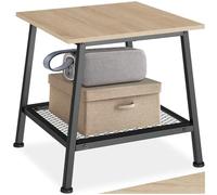 tectake® Table d'appoint Salon, 45,5 x 45 x 47 cm, Meuble Salon, Bureau, Chambre, Style Industriel, Table de Chevet, Bout de canapé, Petit Meuble de Rangement, Décoration Maison, Bois Clair