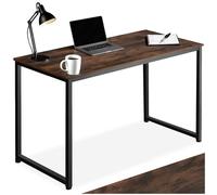 tectake® Table de Bureau Design Industriel en Bois MDF & Acier Bureau Ergonomique 120x59x76,5cm Bureaux Informatique Bureaux Ordinateur Teletravail - Bois foncé Industriel Rustique