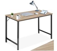 tectake® Table de Bureau Design Industriel en Bois MDF & Acier Bureau Ergonomique 120x60x75,5cm Bureaux Informatique Bureaux Ordinateur Teletravail - Bois Clair Industriel Chêne Sonoma