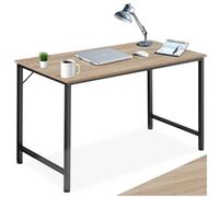 tectake® Table de Bureau Design Industriel en Bois MDF & Acier Bureau Ergonomique 140 x 60 x75,5 cm Bureaux Informatique Bureaux Ordinateur Teletravail - Bois Clair Industriel Chêne Sonoma