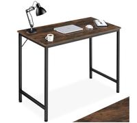 tectake® Table de Bureau Design Industriel en Bois MDF & Acier Bureau Ergonomique 80x50x75,5cm Bureaux Informatique Bureaux Ordinateur Teletravail - Bois foncé Industriel Rustique