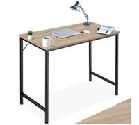 Bureau - TECTAKE - Table de bureau JENKINS en bois et acier au style industriel, 80 x 50 x 75,5 cm - Bois clair