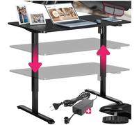 tectake® Table de Bureau réglable en Hauteur Bureau électrique Bureau Assis Debout 120 x 60 x 73,5-118 cm en Acier Bureau Ergonomique Bureau Ordinateur Pied de Bureau Teletravail Table de Travail