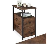 tectake® Table de Chevet 30 x 49,5 x 61,5 cm, Table de Nuit à 2 tiroirs, Style Industriel, Chevet de lit, Petit Meuble de Rangement, Meuble Chambre, Décoration Chambre, Salon, Bureau, Bois foncé