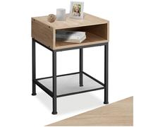 tectake® Table de Chevet 40,5 x 40,5 x 59 cm, Table de Nuit, Style Industriel, Chevet de lit, Petit Meuble de Rangement, Meuble Chambre, Décoration Chambre, Bout de canape Salon, Bois Clair