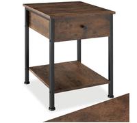 tectake® Table de Chevet 40 x 40 x 55,5 cm, Table de Nuit, Style Industriel Brut, Chevet de lit, Tiroir Amovible Pratique, Meuble Chambre, Meuble Industriel, Decoration Chambre, Bois foncé