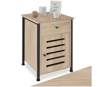 tectake® Table de Chevet 40 x 42 x 60,5 cm, Table de Nuit, Style Industriel, Chevet de lit, Tiroir Coulissant, Porte magnétique et étagère réglable, Meuble Chambre, Decoration Chambre, Bois Clair