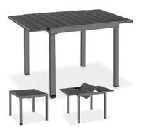 tectake® Table de Jardin 80-120 x 80 x 74 cm en Aluminium, Table a Manger extérieure Extensible, Aspect Bois, 4-6 Personnes, Résistante aux intempéries, Mobilier de Jardin, Balcon, Terrasse Exterieur