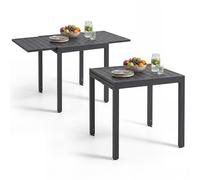 tectake® Table de Jardin Extensible pour 4 à 6 Personnes, 70-140 x 70 x 75 cm, en Aluminium, Résistante aux intempéries et aux UV, Plateau à lamelles, Table Extérieure, Balcon, Terrasse - Gris Foncé
