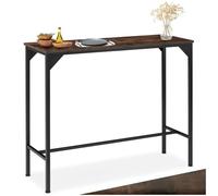 tectake® Table Haute étroite 120 x 40 x 100,5 cm, Table de Bar Style Industriel, Mange Debout Salon Cuisine Salle à Manger, Tables de Bar Tables Brasserie Bistrot Mange-Debout, Bois foncé