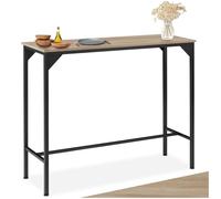 tectake® Table Haute étroite 120 x 40 x 100,5 cm, Table de Bar Style Industriel, Mange Debout Salon Cuisine Salle à Manger, Tables de Bar Tables Brasserie Bistrot Mange-Debout, Bois Clair