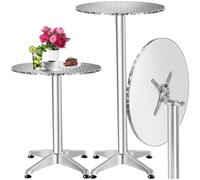 tectake® Table Haute Mange Debout Table Bistrot Table de Bar Ronde Pliable Aluminium Hauteur réglable 75 ou 115 cm Ø 60cm Meuble Exterieur pour Reception Mariage Anniversaire Fête de Jardin
