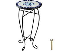 tectake® Table Ronde Exterieur en mosaïque de Pierre, Ø30 x 61,5 cm, Table de Jardin Plateau Rond Balcon, Terrasse, Max. 30 Kg, Gueridon mosaïques, Mobilier Jardin Exterieur, Decoration Balcon