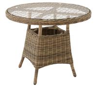 tectake® Table Ronde Extérieur en Résine Tressée Résistante aux intempéries pour Salon de Jardin Exterieur, Structure en Aluminium, Plateau Amovible, Mobilier de Jardin Amenagement Balcon Terrasse