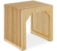 tectake® Tabouret/Banc Polyvalent, 45 x 35 x 43 cm, Design à Lamelles | Renforts angulaires, Patins en feutre, Capacité 350kg, Utilisable en Table d'appoint, Banc Entrée Salle de Bain Salon, Bambou