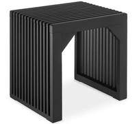 tectake® Tabouret/Banc Polyvalent, 45 x 35 x 43 cm, Design à Lamelles | Renforts angulaires, Patins en feutre, Capacité 350kg, Utilisable en Table d'appoint, Banc Entrée Salle de Bain Salon, Noir