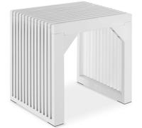 tectake® Tabouret/Banc Polyvalent, 45 x 35 x 43 cm, Design à Lamelles | Renforts angulaires, Patins en feutre, Capacité 350kg, Utilisable en Table d'appoint, Banc Entrée Salle de Bain Salon, Blanc