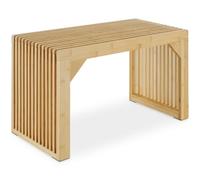 tectake® Tabouret/Banc Polyvalent, 73 x 35 x 43 cm, Design à Lamelles | Renforts angulaires, Patins en feutre, Capacité 350kg, Utilisable en Table d'appoint, Banc Entrée Salle de Bain Salon, Bambou