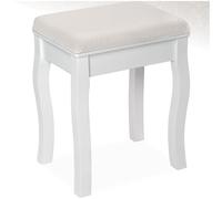 tectake® Tabouret Coiffeuse 40 x 30 x 51 cm, Chaise avec Coussin pour Coiffeuse Table de Maquillage Table manucure, Tabouret Piano Chaise Maquillage Pouf Banc Piano Décoration Chambre Salon, Blanc