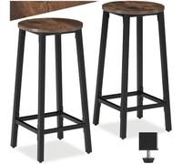 tectake® Tabouret de Bar, Ø 32 x 66 cm, Lot de 2 Tabouret Bar Style Industriel, Chaises Hautes avec Repose Pied Chaise Mange Debout Tabourets Cuisine Salle à Manger Chaise ilot Central, Bois foncé