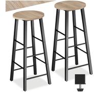 Tabouret de bar - TECTAKE - Lot de 2 tabourets de bar KEYNES style industriel, en bois et acier époxy, repose-pieds - Bois clair