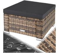 tectake® Tabouret Repose-Pieds Table Basse pour Salon de Jardin Exterieur en Résine Tressée, Pouf avec Coussin imperméable pour Amenagement Balcon Terrasse