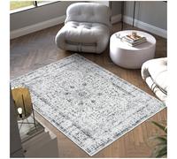 tectake® Tapis Salon Vintage Tapis Chambre antidérapant & Lavable 120x170cm, Poils Ras idéal Décoration Salon, Salle à Manger, Bureau, Chambre, Cuisine, Dressing, Descente de lit