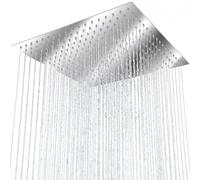 tectake® Tete de douche carrée 30 x 30 cm, en inox poli miroir, Pommeau de douche, Effet pluie, Anti calcaire, Connecteur DIN ½, Salle de bain, Baignoire, Pommeau, Salle de bain accessoire