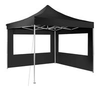 Pavillon de jardin pliable en aluminium 3 x 3 m avec 2 parois latérales - noir