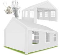 tectake® Tonnelle de Jardin 6x4 m autoportée Tente de réception, Structure en Acier, Rideaux de Toile à fenêtres, Bâche de Toit Incluse Tonnelle terrasse Exterieur - Blanc