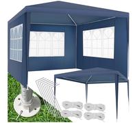 tectake® Tonnelle de Jardin Exterieur Tente de Reception 3x3m Protection UV 30+, Cadre Extra Solide en Acier époxy, Barnum Chapiteau Gazebo Pavillon de Jardin, résistant à l'eau avec Parois Amovibles