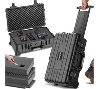 tectake® Valise à roulettes avec Protection en Mousse pour Appareil Photo, caméra & Accessoires ou Outils, Boite étanche, avec œillets pour Cadenas, Résistante aux Chocs, poussière & Eau
