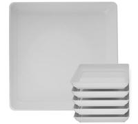 Tectsia Lot de 5 soucoupes carrées de 30,5 cm pour Pots de Fleurs, récupérateur d'eau pour Plantes, plaques d'arrosage avec Fond en Plastique pour intérieur et extérieur, Blanc