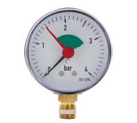 tecuro Manomètre de chauffage 0-4 bar, Ø 63 mm - Raccord radial 1/4" (bas)