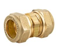 tecuro Raccord à bague de serrage en laiton 15 x 15 mm pour eau potable DVGW W 534, compatible avec tuyaux en cuivre et tuyaux en acier de précision, joint métallique