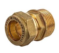 tecuro Raccord à bague de serrage en laiton - Avec filetage cylindrique - 15 mm x 1/2" AG - Pour eau potable - Homologué DVGW W 534