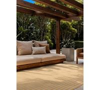 Ted Baker Tapis Linley à Tissage Plat réversible adapté à l'extérieur, Facile d'entretien, Moderne, Motif à Rayures, pour Salon, terrasse, Salle à Manger, Balcon - Blanc Ocre - 120 x 170 cm