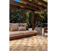 Ted Baker Terrick Tapis réversible à Tissage Plat adapté à l'extérieur, Facile d'entretien, Moderne, Motif Zigzag pour Salon, terrasse, Salle à Manger, Balcon - Ocre Blanc, 120 x 170 cm