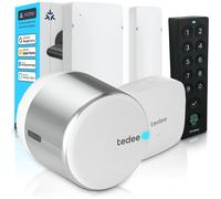 Tedee GO2 Alu Serrure Connectée avec Bridge WiFi, Keypad PRO et Capteur de Porte | Empreinte Digitale, Verrouillage Automatique | Compatible Matter