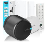 Tedee GO2 Alu Serrure Connectée avec Bridge WiFi, Keypad PRO et Capteur de Porte | Empreinte Digitale, Verrouillage Automatique | Compatible Matter