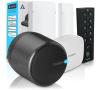 Tedee GO2 Alu Serrure Connectée avec Bridge WiFi, Keypad PRO et Capteur de Porte | Empreinte Digitale, Verrouillage Automatique | Compatible Matter