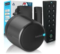 Tedee GO2 Alu Serrure Connectée avec Keypad PRO et Capteur de Porte | Empreinte Digitale, Verrouillage Automatique | Compatible Matter, Alexa