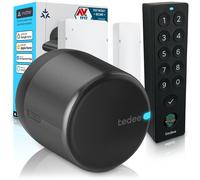 Tedee GO2 Alu Serrure Connectée avec Keypad PRO et Capteur de Porte | Empreinte Digitale, Verrouillage Automatique | Compatible Matter, Alexa