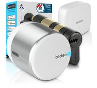 Tedee GO2 Alu Serrure Connectée WiFi avec Bridge et Cylindre EXXO Smart | Sécurité Classe 6, Entrée sans ompatible Matter, Alexa, Google Home