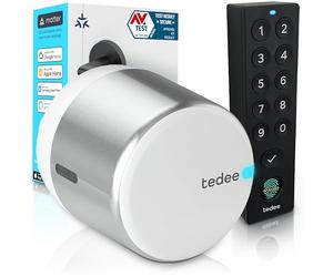 Tedee GO2 Alu Serrure Intelligente Connectée Retrofit | Keypad PRO Empreinte Digitale, Code PIN, Entrée sans Clé | Verrouillage Automatique | Compatible Matter, Alexa, Google Home, Apple, SmartThings