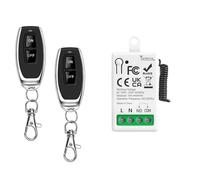Tedeligo 433Mhz Commutateur De Télécommande sans Fil AC 220V 230V 1 Canal Module Récepteur De Relais avec 2 Émetteur, Contrôleur De Contact Sec Passif,pour système de Porte de Garage Éclairage